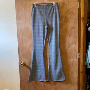 Gray plaid flare leg pants